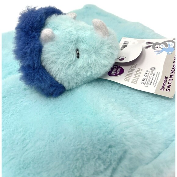 Parents Choice Triceratops Dinosaur Lovey Plush Blue Security Blanket Buddy NEW - Picture 4 of 10